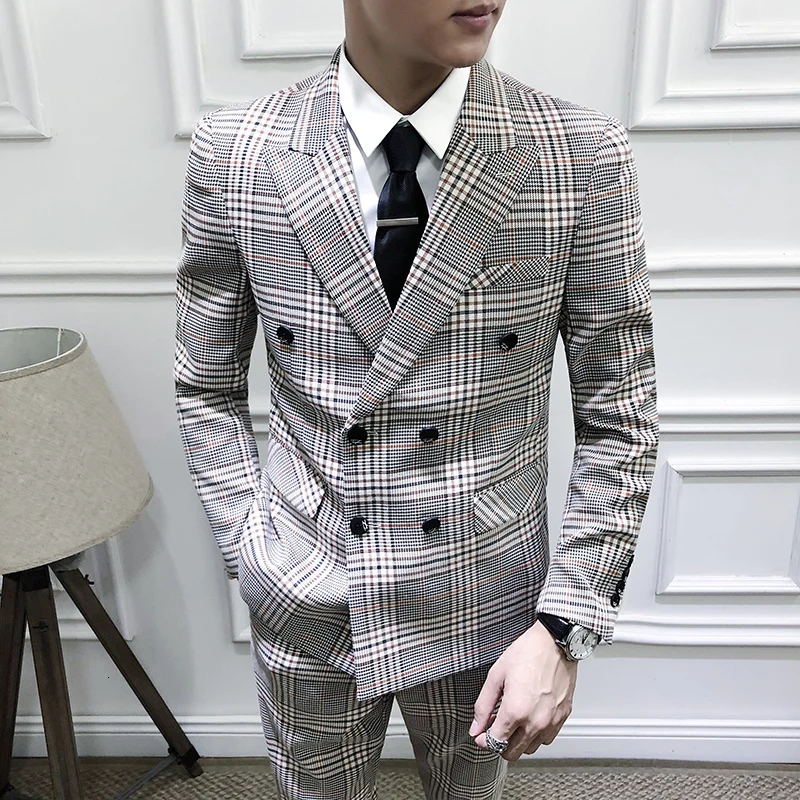 Traje De Boda, мужские костюмы, дизайнерские, смокинг, платье для жениха, Ternos Masculino, свадебные костюмы для мужчин,, Женихи, костюм в клетку, бизнес