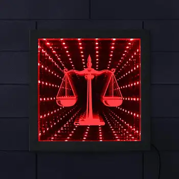 

Law Attorney Scale of Justice 3D Infinity Mirror Firm Attorney Office Courthouse Lighting LED Vortex Tunnel Interstellar Mirror