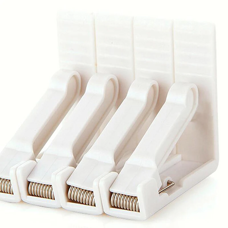 Pinzas para mantel de comedor de ABS, pinzas para barbacoa, para restaurantes, de primavera en blanco, soporte fijo para decoración del hogar, 4 Uds.