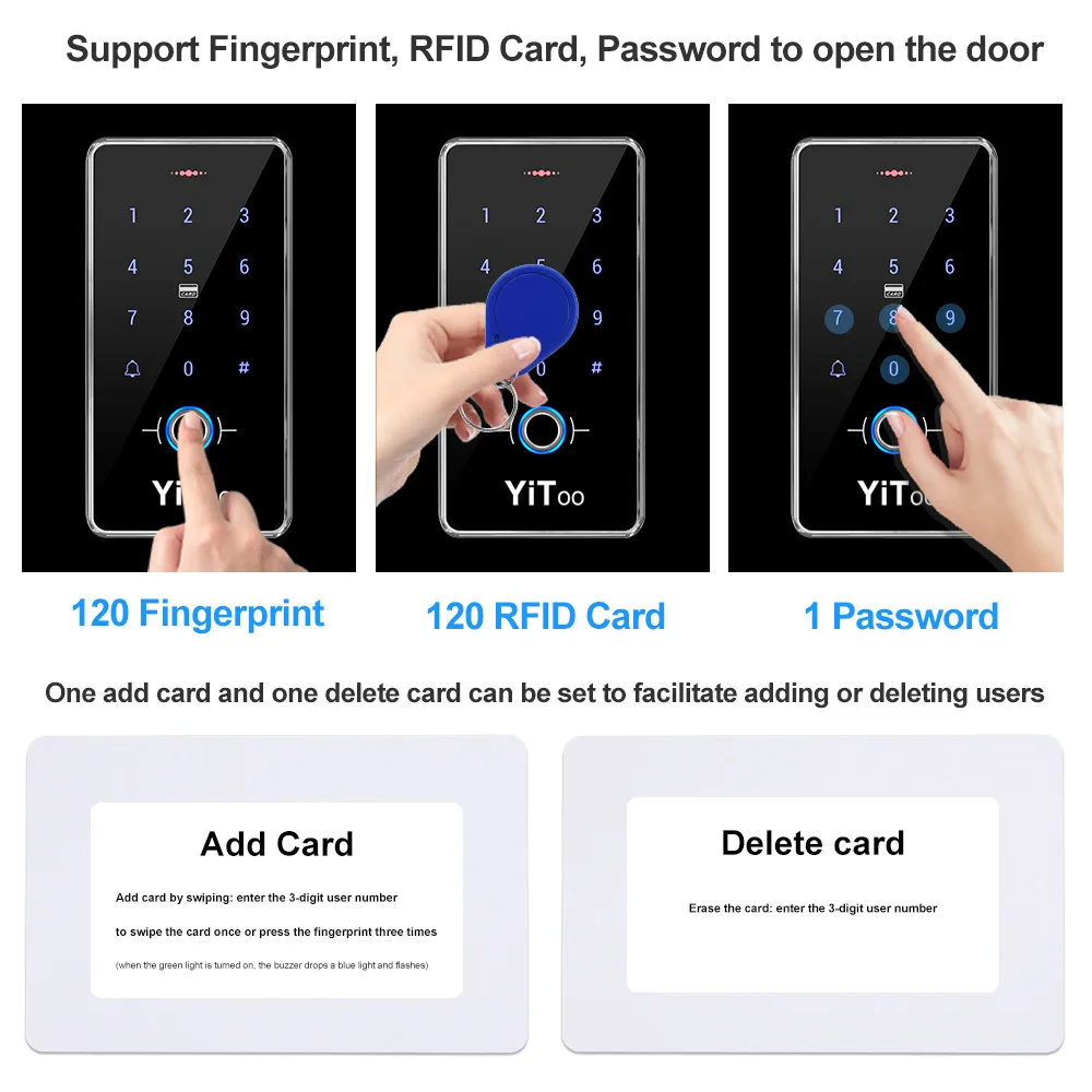 YiToo Waterproof Fingerprint RFID Door Lock System