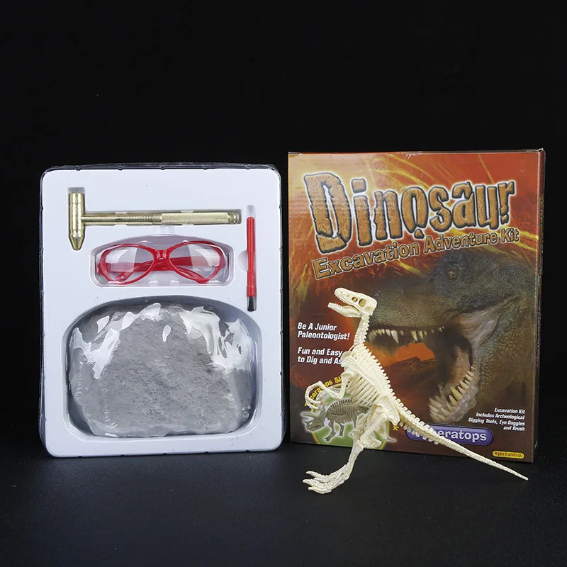 

6-Paint Spraying Assembled Dinosaur Archeology Mining Toys Hammer Gift Set Jurassic Dinosaur Skeleton Model