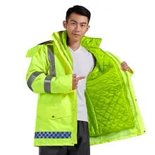 Hi-visibility Raincoat/Rain Coat- Jacket for Police/Traffic Staffs with Insulated Liner