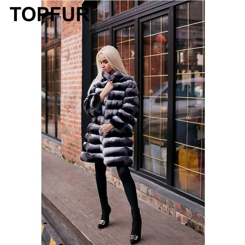 TOPFUR, тонкая куртка из кролика Рекс, пальто из натурального меха, женская зимняя одежда, шуба из кролика Рекс, высокое качество, роскошные меховые шубы