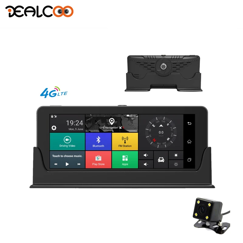 Dealcoo Dash Cam 7' Car DVR Video Recorder Camera ADAS GPS Navigator Android Dual Lens DashCam Two Cameras Registrar |