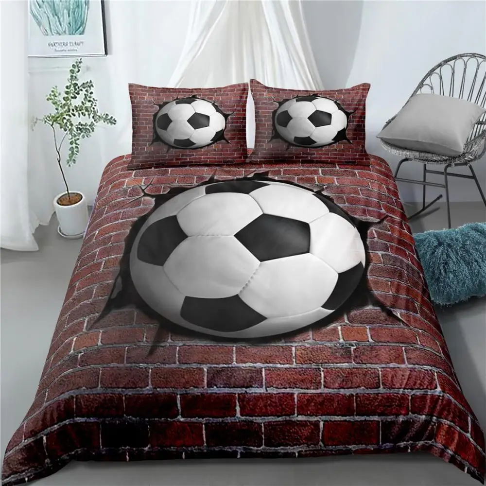 

3D Football Bedding Set Printing Pillowcase Quilt Cover Soccer Duvet Covers Sets Home Textiles Queen King Size Dropshipping