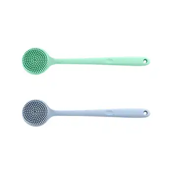 

2 Pcs/Set Body Brush Long Silicone Exfoliating Body Shower Handle Back Brush Massage Scrubber Bath Shower Cleaner Tool