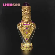 50ml estilo árabe botella de Perfume de Metal real Vintage botellas de gotero de vidrio rellenables envases cosméticos regalo artesanal hecho a mano