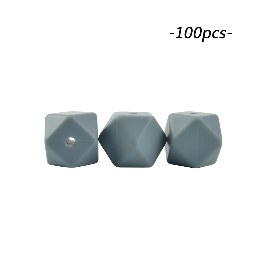 dimgray LOFCA 100 шт мини шестигранные силиконовые бусины 14 мм детский прорезыватель BPA Бесплатные ожерелья своими руками пустышки цепи Прорезыватели для зубов - Цвет: dimgray