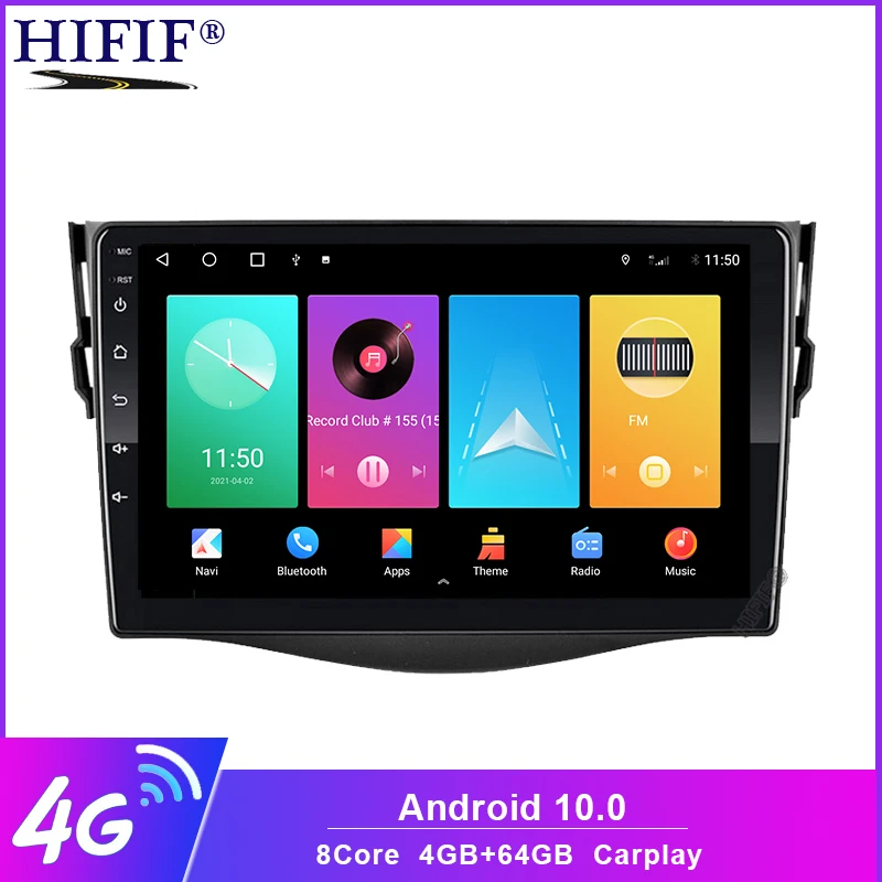 Автомобильный Dvd-плеер на Android 10 для Toyota RAV4 Rav 4 2007 2008 2009 2010 2011 2 din 1024*600 gps-навигация