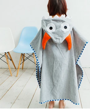 

Baby Cotton Bath Towel With Hood Bathrobe Brown Coffee Shower Bath Blanket Beach Bull ox horn modeling Spa Robe Kids Beach Towel