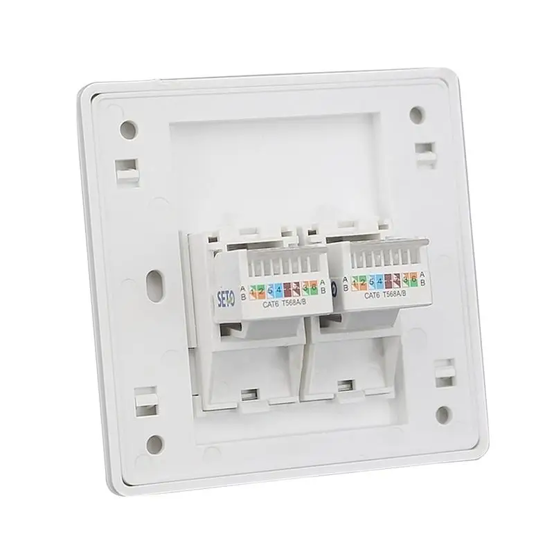 CAT 6 Wall Outlet Plate RJ-45 Network Ethernet Socket with Double Ports CAT 6 Wall Outlet Plate RJ-45 Network Ethernet Socket with Double Ports