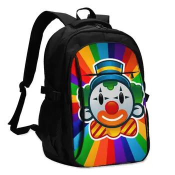 

Bags School Bags For Boy Girl TeenagerColorful Clown On Bursting Background USB Charge Computer Laptop Back Pack