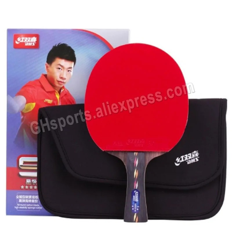 Dhs 5 Star Carbon Table Tennis Racket 5star 5002c With Bag Case Dhs Hurricane 3 Rubber Original