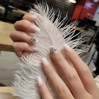 

24pcs/boxed Gradual Change White Flower Long Europe America Small Decoration fake french nails pre design acrylic nail products