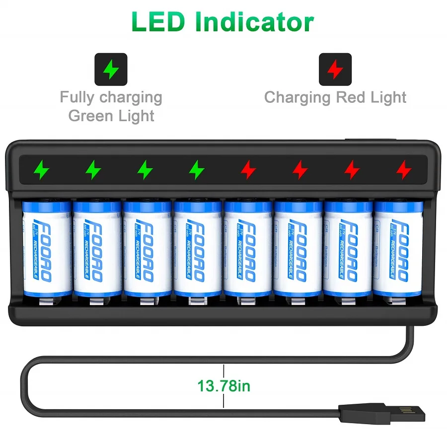 CR123A Batteries for Arlo Rechargeable,3.7V Arlo Wireless Cameras Battery and CR123A Battery Charger for Arlo VMC3030/ VMK3200/