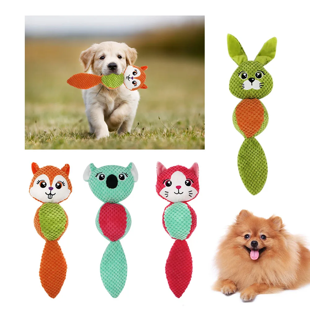 Dog Plush Interactive Toy Soft Puppy Chew Bite Resistant Pet Squeaky Duck Sound Animal Design Training Teething | Дом и сад