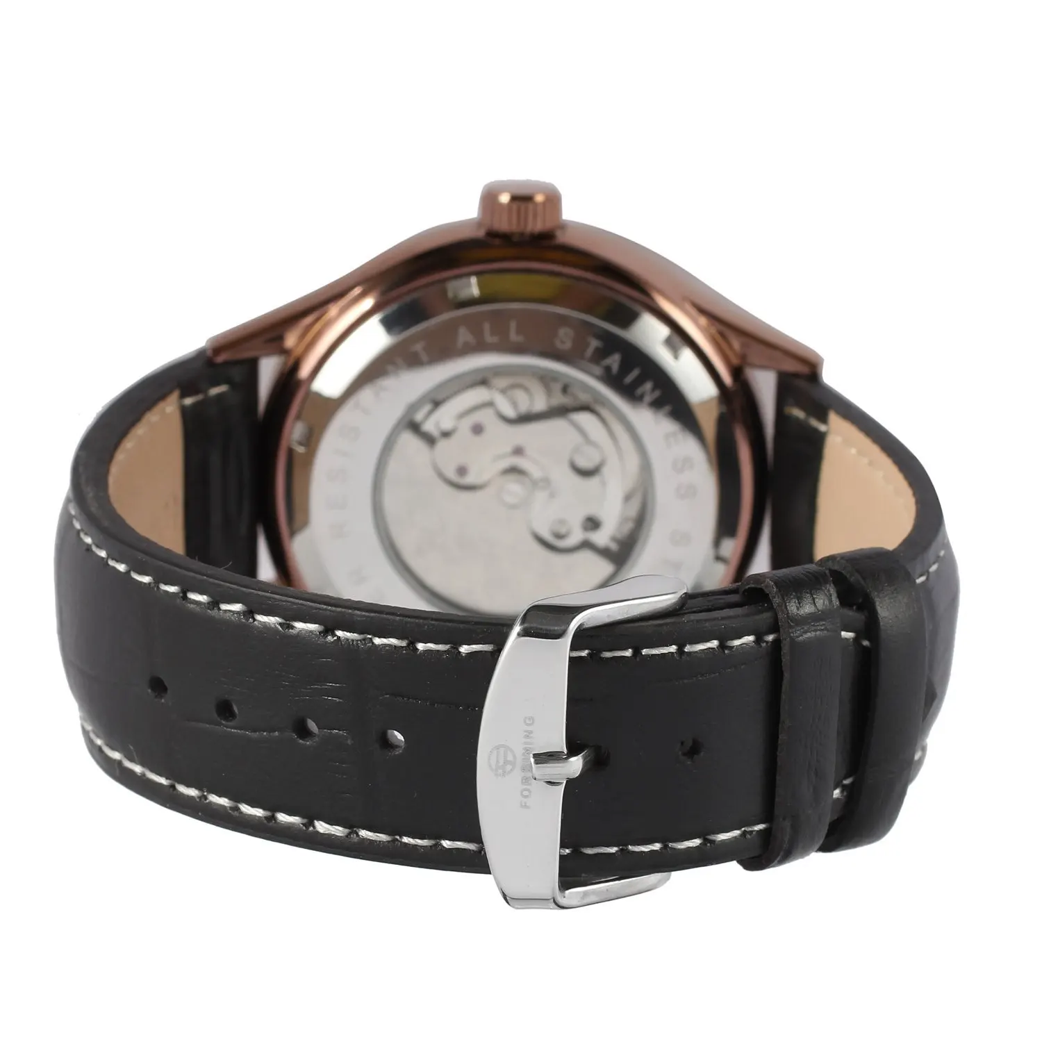 Forsining маховик Moon Phase многофункциональные полностью автоматические Аналоговые часы Мужские часы с кожаным ремешком наручные часы
