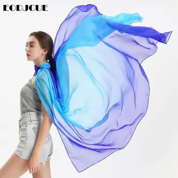

NEW Spring Solid Imitation Silk Scarf For Women/Ladies Gradient Long Soft Bandana Wraps Plus Sizes Dancing Female Foulard
