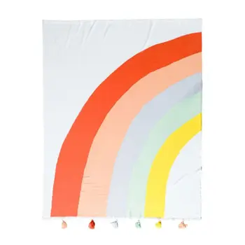 

Nordic Cotton Knitted Rainbow Striped Throw Blanket Colorful Tassel Sofa Shawl M6CE