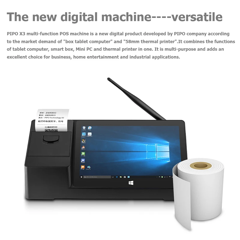 PiPO X3 8.9Inch Mini PC with 58Mm Thermal Printer Win10 Intel Z8350 Quad Core 1920 x 1200 2G 32G HD