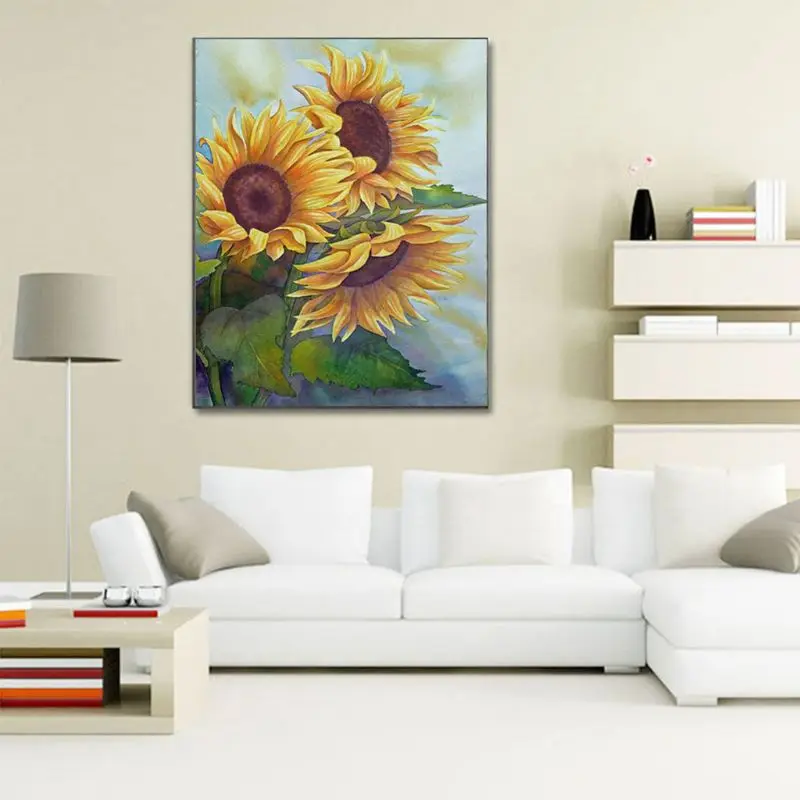 

Sunflower 5D round Shaped Diamond Painting Embroidery Needlework Rhinestone Crystal Cross Craft Stitch Kit - Home Decor Craft