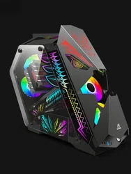 Kun – coque en verre trempé pour ordinateur Gamer, ATX, ventilateur, refroidissement à l'eau, avec entrées/sorties usb 3, pénétration complète sur le côté, armoire pour joueur en ligne 