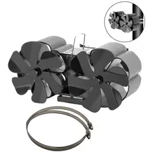 Double Head 12 Blades Fireplace Heat Powered Stove Fan Log Wood Burner Fan Winter Home Heating Stove Fan Accessories