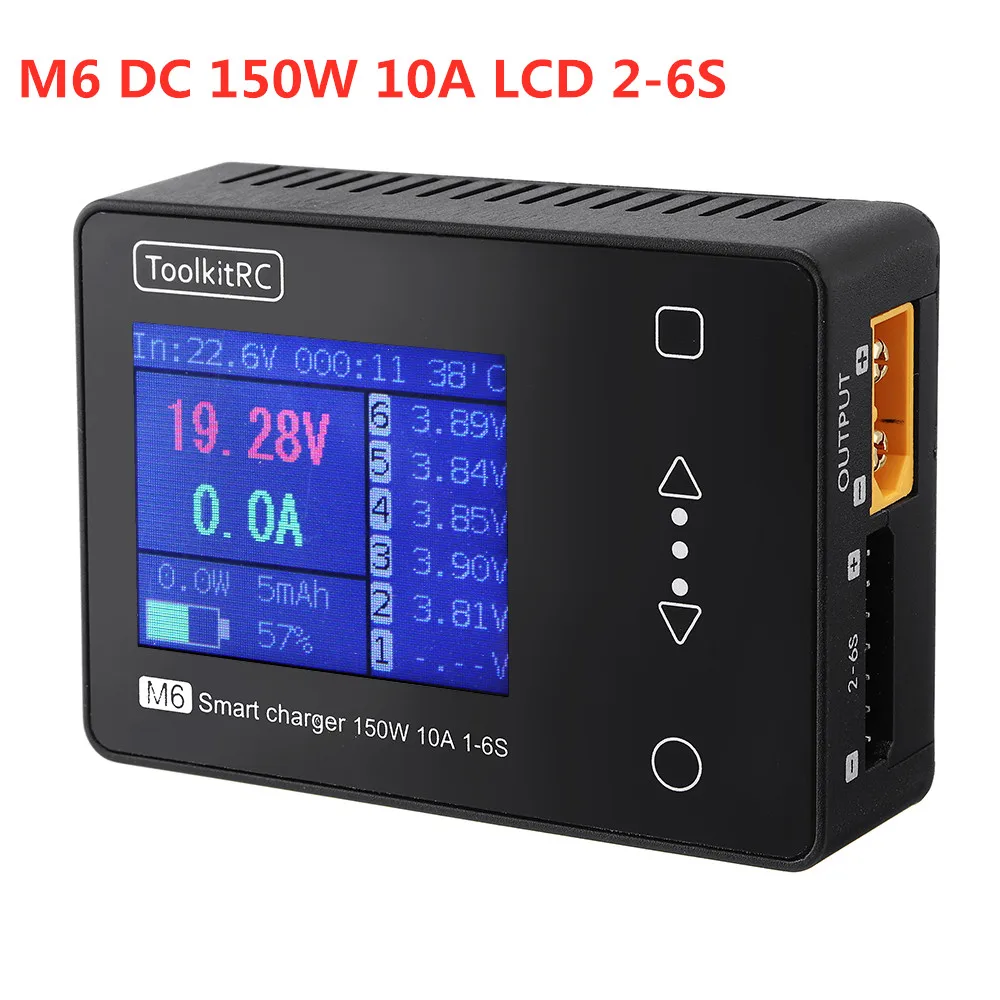 Hot Products! ToolkitRC M6 DC 150W 10A LCD 2-6S Lipo Battery Smart Balance Charger Discharger For FPV Racing Drone RC Parts Accs W/ Tester