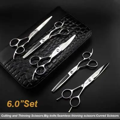 Pewter 6,0 дюймов наборы пять штук Профессиональные ножницы для стрижки волос для парикмахеров - Цвет: Pewter