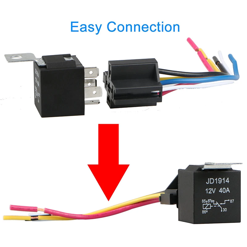 5pcs 12V 40A 5Pin SPDT автомеханический переключатель с проводами и жгут розеток низкое энергопотребление Компактный размер и светильник вес