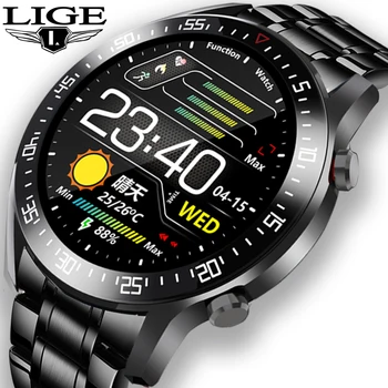 

LIGE 2020 fashion Full circle touch screen Mens Smart Watches IP68 Waterproof Sports Fitness Watch Luxury Smart Watch for men