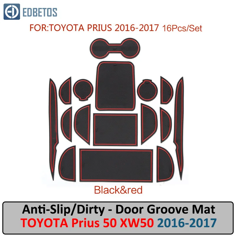 Anti-Slip Mat For Toyota Prius 50 XW50 Gate Slot Coaster Anti-Dirty Door Groove Mat Car Interiors Gel Pad Rubber Mat