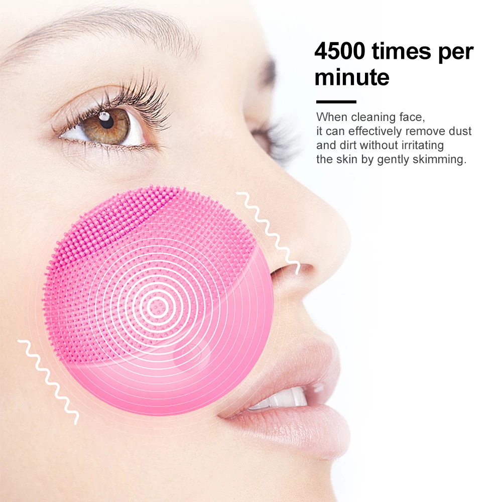  Silicone Cleansing Instrument Cleaning Face Brush Electric Ultrasonic Vibration Exfoliating Blackhead Beauty Tool | Красота и