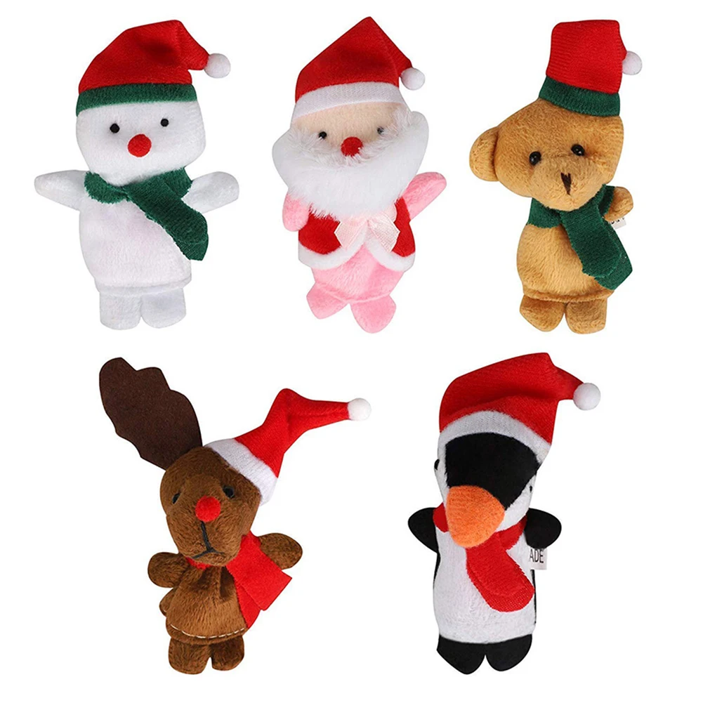 Рождественские украшения 5/10 шт мини мишка Санта рождественское плюшевое пальчиковые игрушки говорить реквизит для дома искусственные