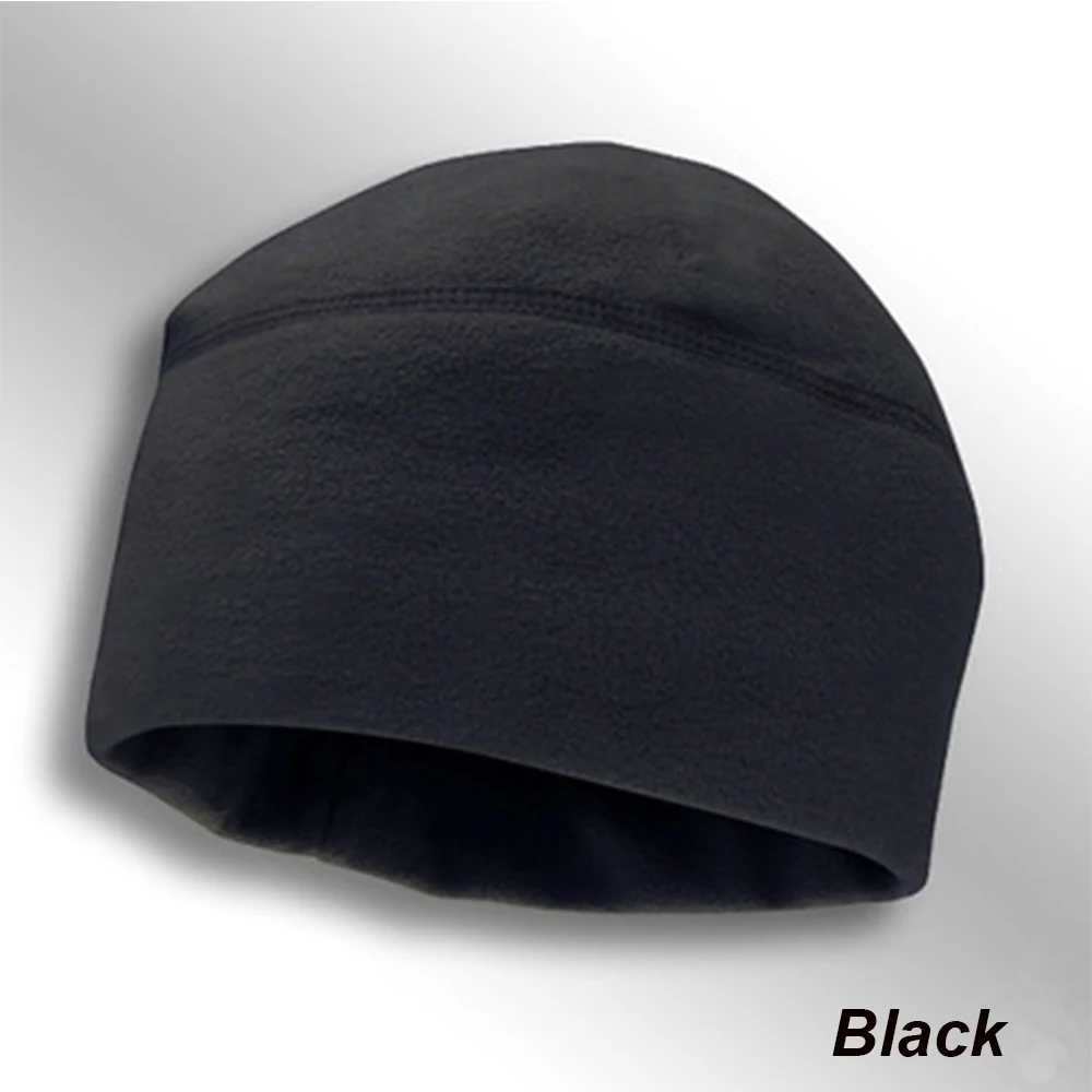 Мужская ветрозащитная Теплая Флисовая Кепка для мужчин и женщин, зимняя дышащая теплая тактическая шапка для альпинизма, походов - Цвет: Черный