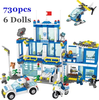 

Military City Police Station Bus Small Building Blocks Brick Toys For Children DIY Model Gifts For Boys