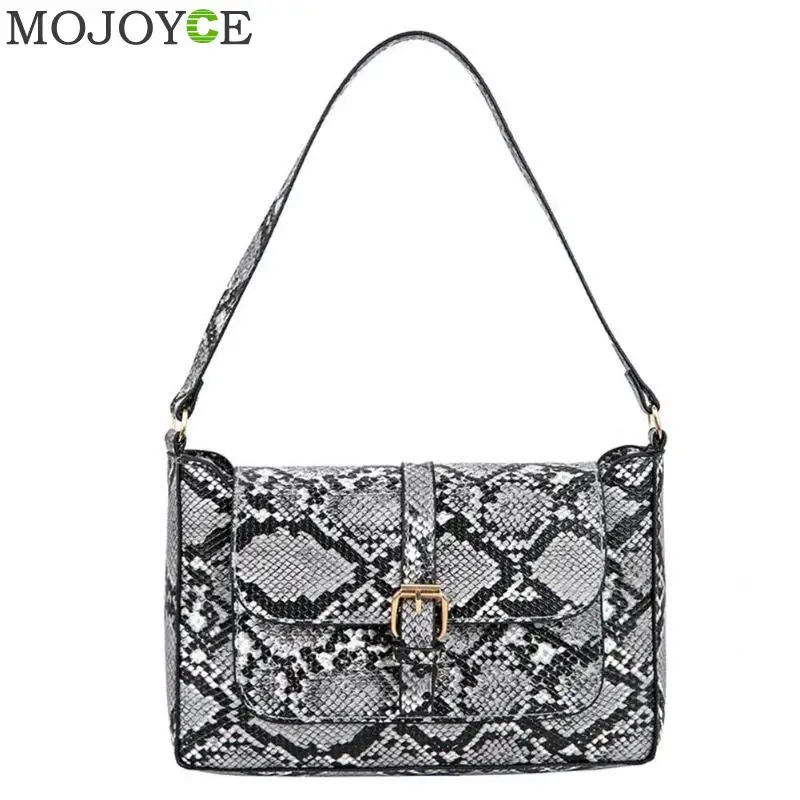 

Fashion Women Snake Print Handbag Retro PU Leather Shoulder Shopping Bag Casual Ladies Serpentine Totes