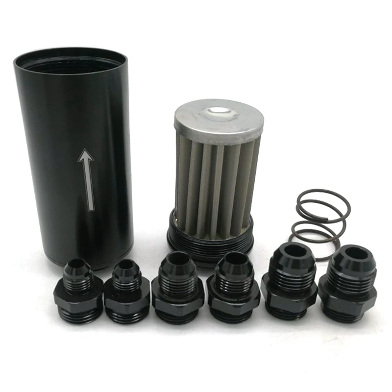 

Universal Racing In-Line Fuel Filter with an 6 8 10 Fittings Adapter 40 Micrometre