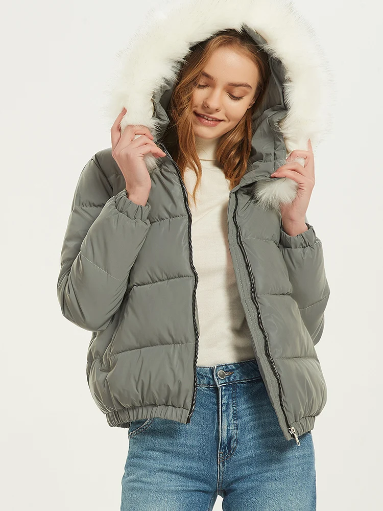 Fur Hooded Puffer Jacket Women 