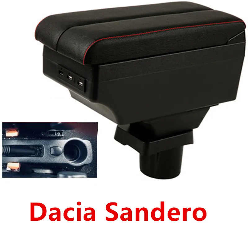 Для Dacia Sandero подлокотник, коробка для хранения, коробка для хранения, Dacia stepway подлокотник с интерфейсом USB