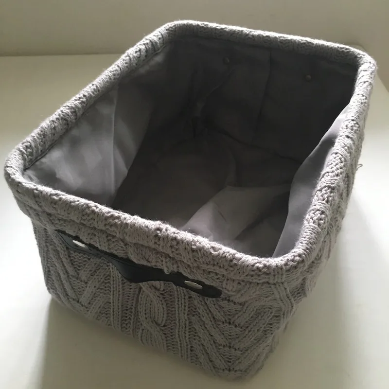 

DUNXDECO Home Office Storage Laundry Coat Towel Basket Gray Knitting Box Toy Holder Container Modern Nordic Simple Room Decorate