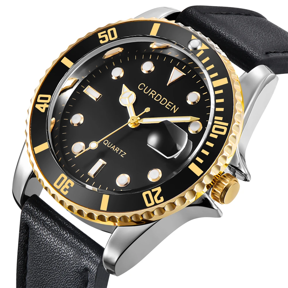 

CURDDEN Brand Luxury Watches Mens Fashion Leather Band Watch Casual Calendar Quartz Wristwatches Montres de Marque de Luxe 2020