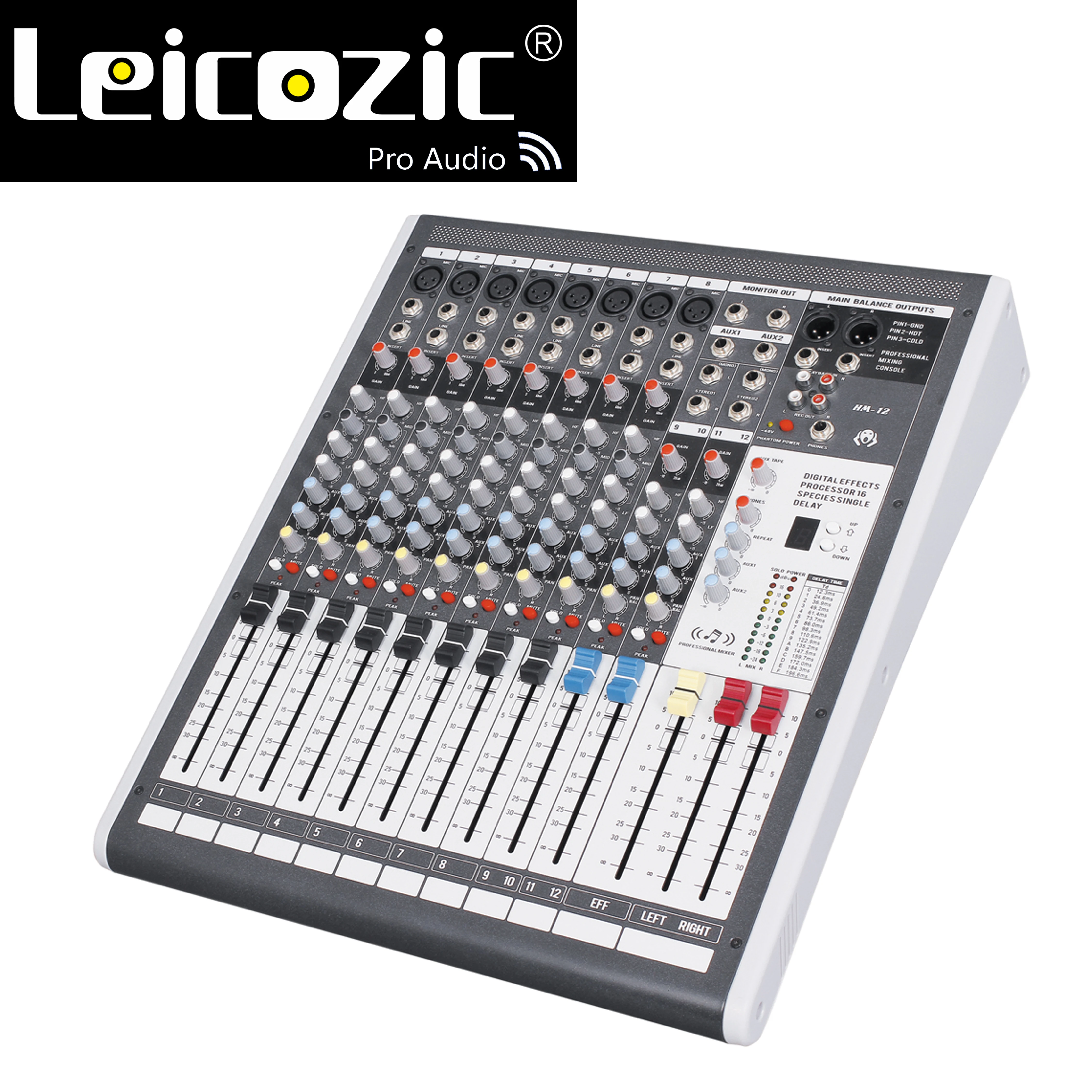 Leicozic HM12 8 канальный профессиональный миксер микшерный пульт + 48 В phantom power цифровой