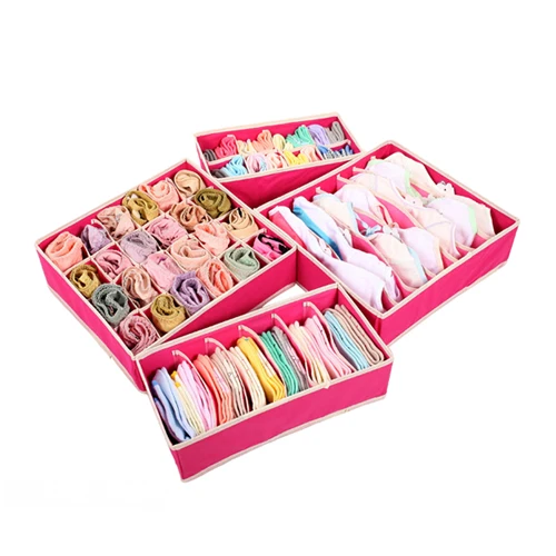 Rose 4PCS IN SET DINIWELL 4 шт./компл. складной делитель хранения бюстгальтер коробка для хранения галстуков носки шорты бюстгальтер нижнее белье делитель выдвижной ящик-Органайзер - Цвет: Rose 4PCS IN SET