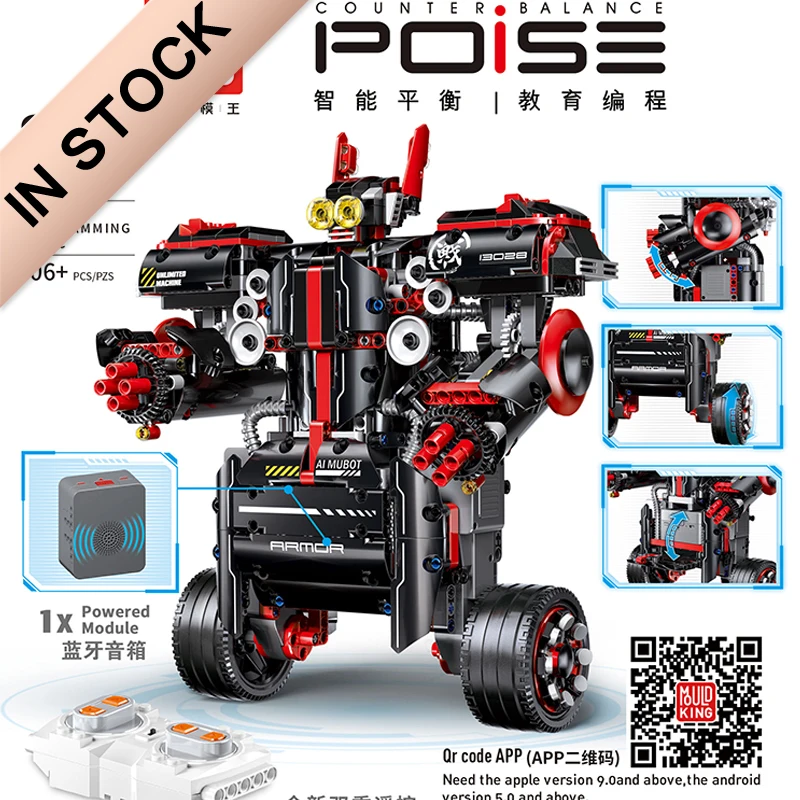 

RC Robot Phone Voice Remote Control Crawler with Rechargeable Battery Building Blocks Bricks Technic Toys Kids Gift 13027 13028