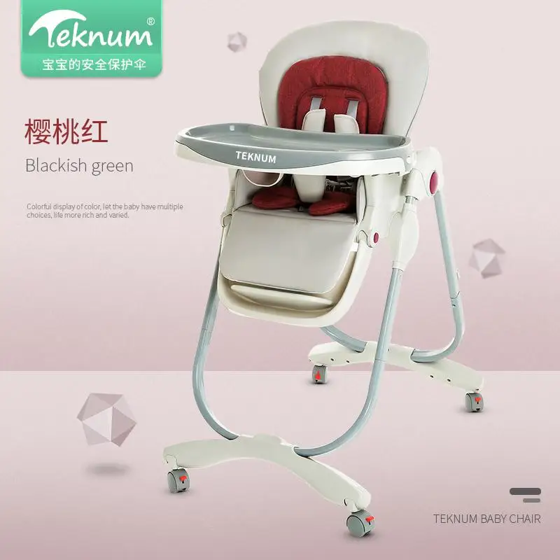 Baby Chair Foldable Multi-functional Portable Dining Table - Цвет: cherry red