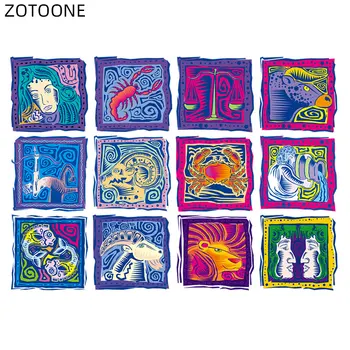 

ZOTOONE Iron on Zodiac Signs Patches for Clothing Thermo Stickers for Kids DIY Washable Patch Heat Transfers Bag Appliqued D