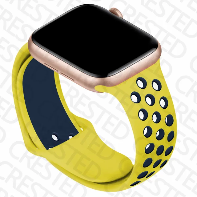 Silicone Strap For Apple Watch band 44mm 40mm iWatch 38mm 42mm Smartwatch watchband Bracelet Apple Watch 6 SE 5 4 3 Accessories yellowMidnight blue