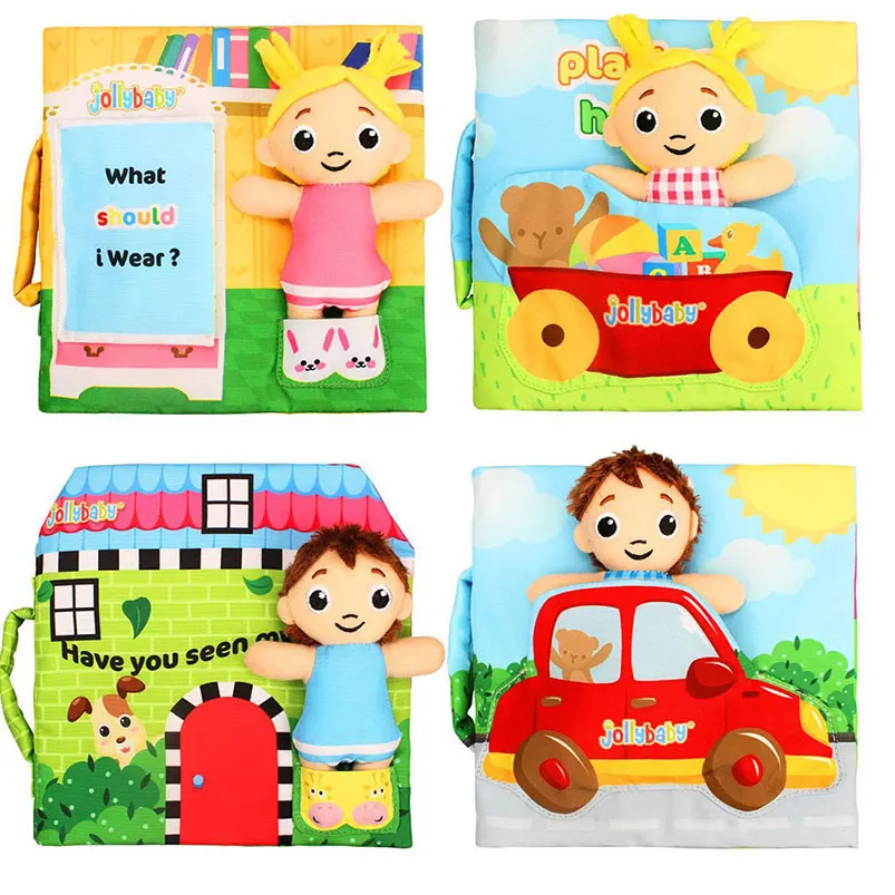 

18cm Soft Cloth Book Bedtime Story Non-toxic Fabric Baby Early Learning Toy Ring Paper Reading Cognize Infant Mobile Phone Case