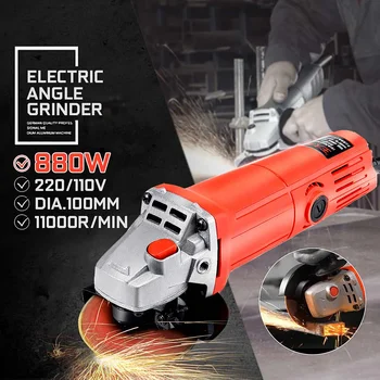 

220V 880W Electric Angle Grinder Anti-Slip Polishing Polisher Grinding Metal Stone Wood Cutting Woodworking Grinder Power Tool
